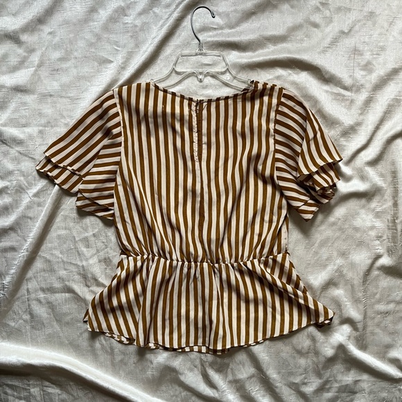 Mustard Seed - Brown and White Striped Blouse - Picture 3 of 5